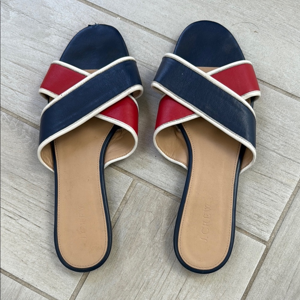 J. Crew Women's Navy and Red Crisscross Sandals